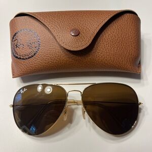 Ray ban 62mm aviators gold with brown lenses NWOT